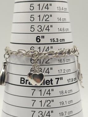 VTG Forstner Sterling Silver Charm Bracelet w/4 Sterling Charms MCM 6.25"